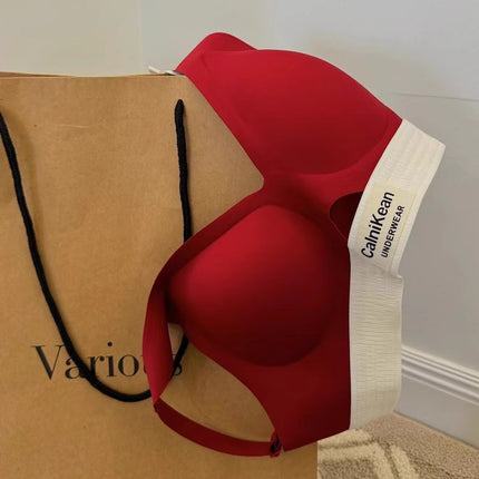 Traceless All-round Fixed Cup Milk Leather Soft Litching Underwear Women's Small Chest Gather-up Large Traceless Bra Women