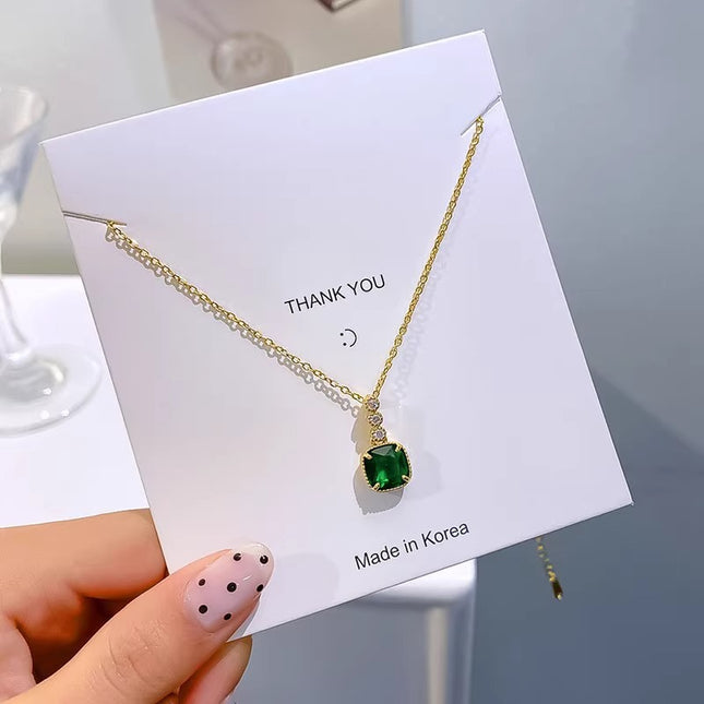 Cross-border explosions Europe and the United States wind emerald high sense necklace ear ring fashion accessories 18K real gold a generation of hair
