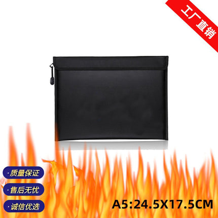 Factory Direct Sales High Temperature Resistant Fireproof Document Bag Silicone Fiberglass Household Commercial Safety Flame Retardant Storage Bag with Certification