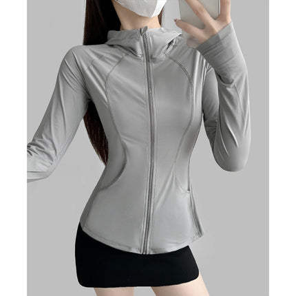 2025lulu Same Style Slim-fit Hooded Long-sleeved Jacket Women's Slim-fit Casual Sports Yoga Clothing Sunscreen Clothing Skin Clothing