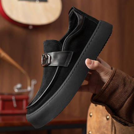 Men's Shoes, New Autumn and Winter Suede Casual Leather Shoes, Men's Trendy, Fashionable, Comfortable and Versatile Slip-On Slip-On Shoes