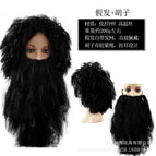 Black wig + beard