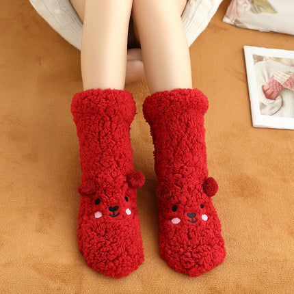 Lamb Wool Socks for Women, Thickened for Warmth, Foot Warmers for Sleeping in Bed in Winter, Home Dormitory Anti-Slip Socks