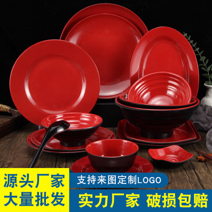 Black and Red Noodle Restaurant Special Bowl Beef Noodle Bowl Commercial Melamine Ramen Bowl Soybean Milk Wonton Porridge Bowl Breakfast Bowl Plastic Bowl