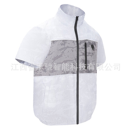Cross-Border Cooling Air-Conditioning Clothing Short-Sleeved Casual Workwear Uniform Clothing Outdoor Cooling Cooling Fan Clothing Factory Direct Sales