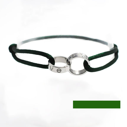 Cross-border supply Foreign Trade hand-woven couple stainless steel bracelet love double ring bracelet adjustable bracelet