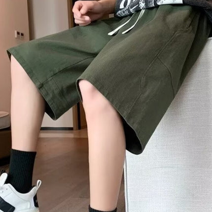 khaki Cotton Tooling Shorts Men's 2025 Summer Casual Straight Pants Men's Loose Sports Pants
