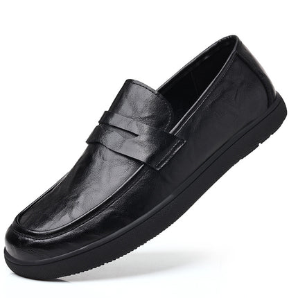 Hand-grip men's leather shoes 2024 autumn new leather soft sole step-in bean shoes breathable casual leather shoes for men