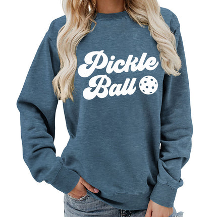 Pickle ball Printed Round Neck Women's Top Sweatshirt Foreign Trade Supply Autumn and Winter Coat Casual Loose European Size