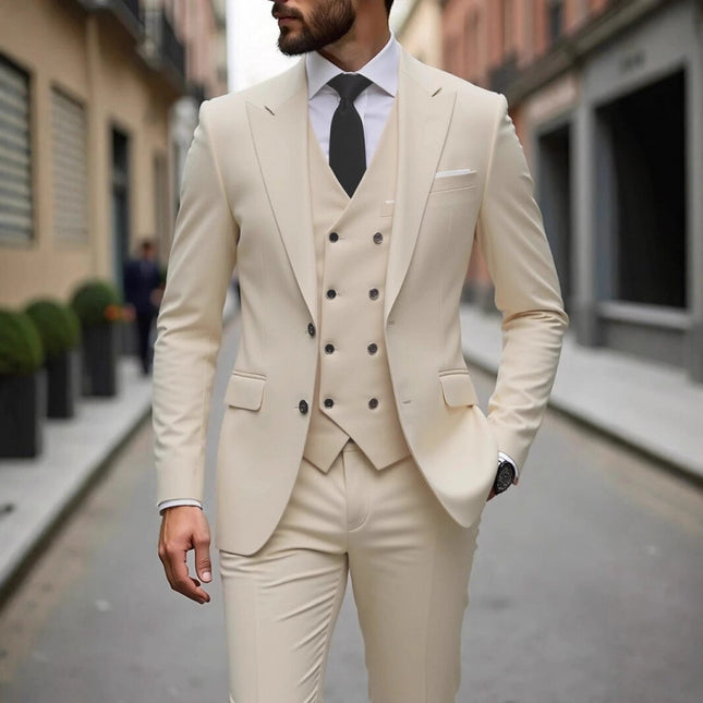 Foreign Trade Cross-Border Youth Slim-Fit Suit Set Men's Suit Three-Piece Set Wedding Dress Groomsmen