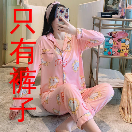 Double Pocket M-4XL100 Pure Cotton Extra Large Size Pajamas Women's Spring and Autumn Long Sleeve Moon Clothing Home Suit