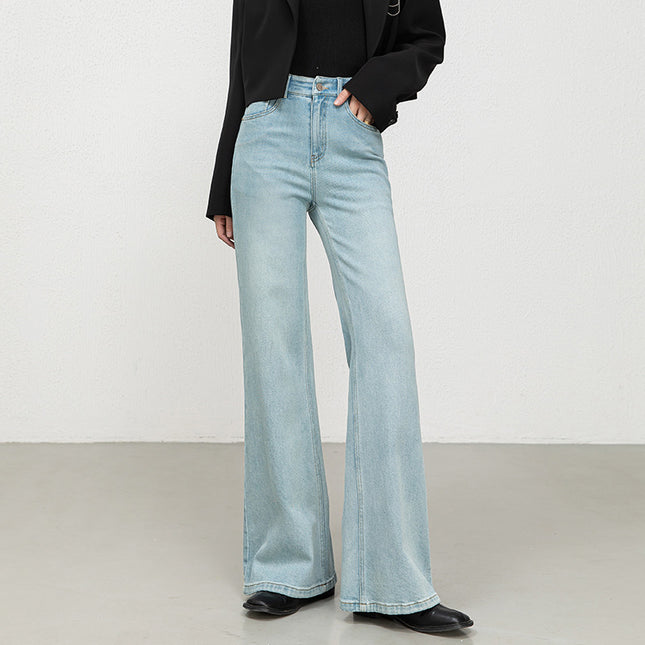 Trendy Denim Wide-Leg Pants 2026 Spring New Style Loose Drape Slimming Flared Pants Casual Versatile Floor-Length Trousers