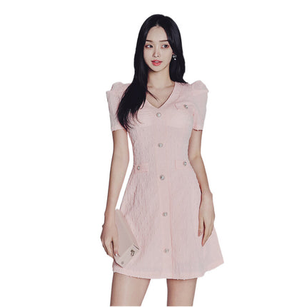 Foreign trade women's clothing 2024 new socialite temperament V-neck high-end light luxury slim A dress