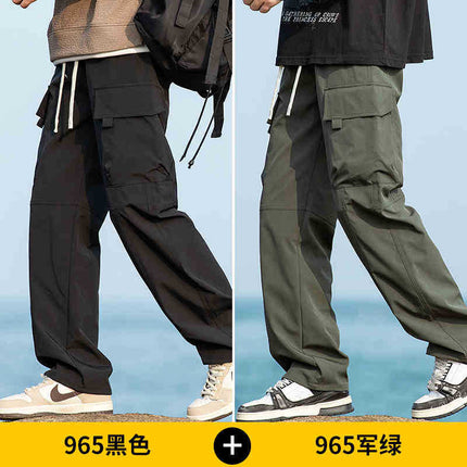 Camel HJCAMEL American Tooling Pants Men's Autumn and Winter Loose Straight Windproof Waterproof Parachute Pants Casual