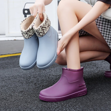 Cross-Border Hot-Selling Low-Cut Rain Boots for Women, Fashionable Water Shoes, New Non-Slip Rain Boots, Adult Warm Water Boots, Rubber Shoes Wholesale