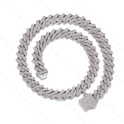 Cross-Border Hip-Hop New Product Bar Cuban Chain 12mm Alloy Rhinestone High Quality Versatile Hip-Hop Necklace Drop Shipping