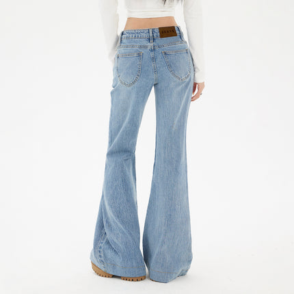 Hot Girl Low-Waist Bootcut Jeans for Women 2025 Autumn and Winter New Style Non-Leg-Fitting Elastic Slimming Look Horseshoe Flared Pants