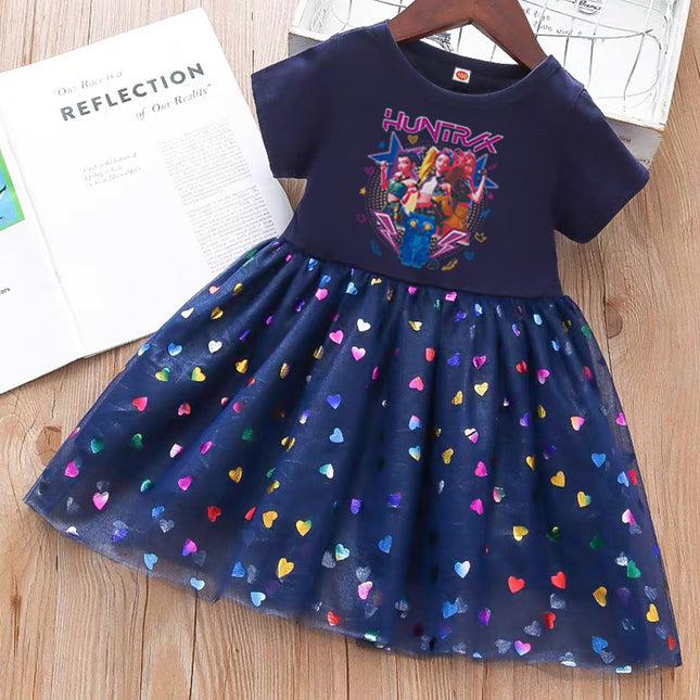 New Girls Dress Summer Short-Sleeved Princess Dress Children's Clothing Children's Gauze Skirt Girl Skirt Hunter Witch Group
