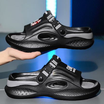 Men's Summer Outdoor Slippers with Thick Soles, Large Size 45, Sporty Casual Beach Sandals
