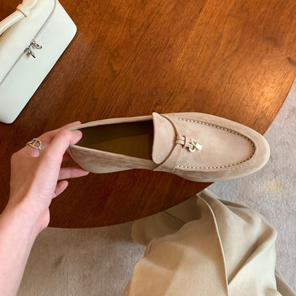 Sheepskin Version ~ Lp Tassel Lock Loafer Women's Flats Lazy Slip-On Versatile Soft-Soled Cashmere Flats