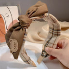 4#Brown bow bear logo headband