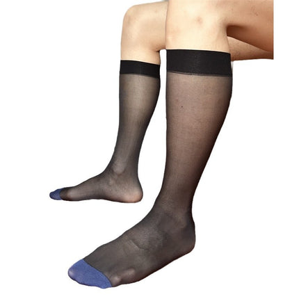 Plain Flat Blue Toe Thin Transparent Business Men's Dress Stockings Leather Shoes Stockings Japanese Nylon Suit Stockings