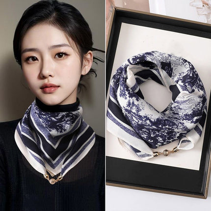New 65.65 Magnetic Buckle Scarf Women's Square Scarf Winter Lazy Pendant Ins Scarf Scarf Decorative Fashion All-match
