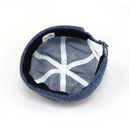 Denim Landlord Hat Cotton Men's Japanese Style Literary Melon Cap Women's Trendy Brand Retro American Sailor Hat Cloth Label Hat Wholesale