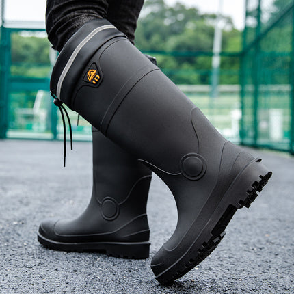 Stab-resistant Steel Toe Labor Water Protection Shoes Smash-resistant Water Boots Site Rain Boots Waterproof Men's Fishing Steel Bottom Plate Rain Boots Rubber Shoes