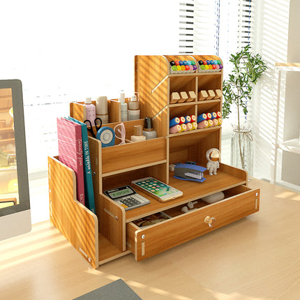 European Desktop Storage Box Pen Holder Stationery Office Desk Storage Integrated Box Creative Remote Control Wooden Box Wholesale