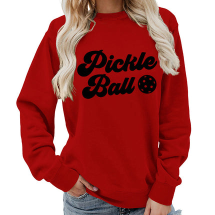 Pickle ball Printed Round Neck Women's Top Sweatshirt Foreign Trade Supply Autumn and Winter Coat Casual Loose European Size