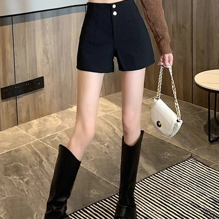 High-Waisted Shorts Women's Spring 2025 New Style Petite Fashion Slim Black A-Line Pants Hot Girl Sexy Hot Pants