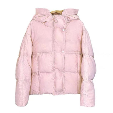 2026 Winter New Style Small and Petite Student Hooded Sweet and Cute Women's Cream Croissant Fufu Short Cotton Jacket Trendy