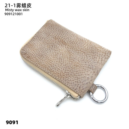 First-Layer Cowhide Zipper Coin Purse Bank Card Coin Small Leather Bag with Key Ring Mini Genuine Leather Coin Purse Wholesale