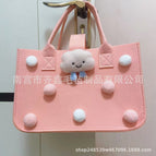 Pink fur ball;30*20*18;handbag