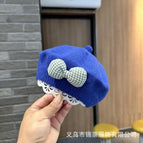 Bow beret-sapphire blue / 3-48 months