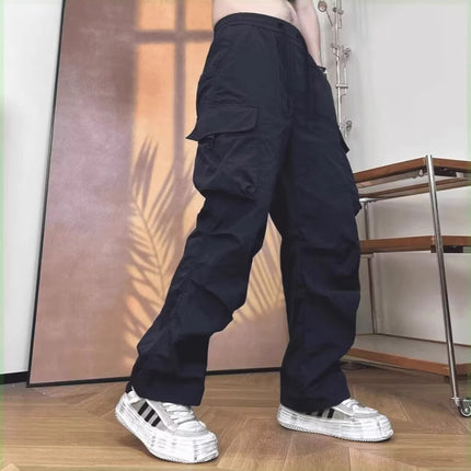 American Retro New Loose Casual Pants Men's Trendy Versatile Pants Summer Thin Drape Wide-Leg Floor-Length Trousers