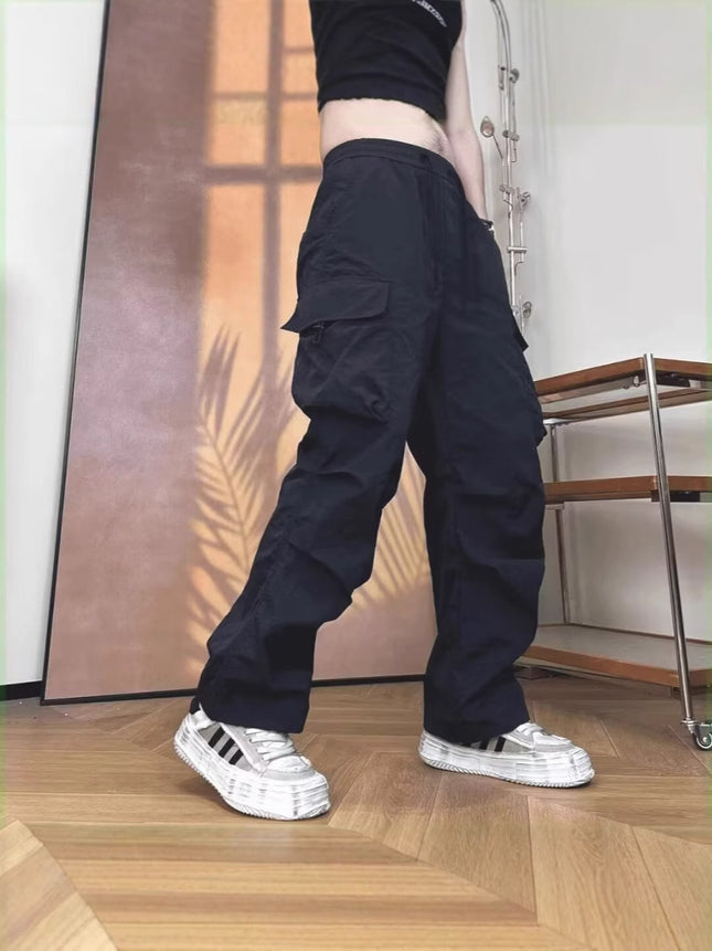 American Retro New Loose Casual Pants Men's Trendy Versatile Pants Summer Thin Drape Wide-Leg Floor-Length Trousers