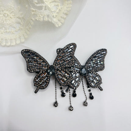 New Original Design Hepburn Style Elegant Butterfly Beads Tassel Clip Broken Hair Bangs Clip 2025 Internet Celebrity