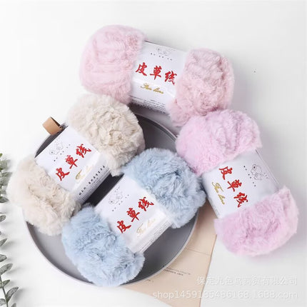 Nine-color bird thick fur line imitation fur fluff line long hair mink hat handmade scarf knitting diy wool ball