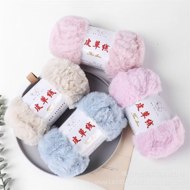 Nine-color bird thick fur line imitation fur fluff line long hair mink hat handmade scarf knitting diy wool ball