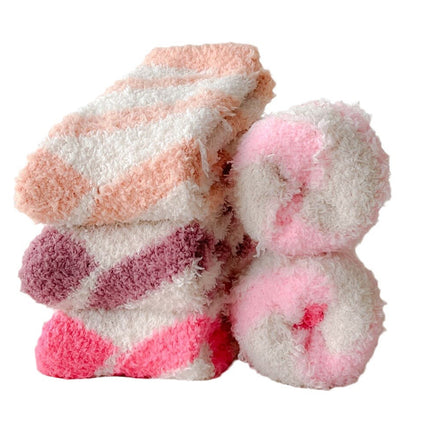 Autumn and winter thick socks children's Japanese striped pattern cute women's socks half velvet floor socks warm sleep socks wholesale