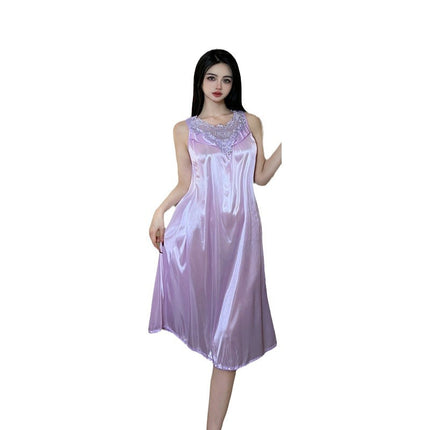 Korean version of sex hint pajamas light purple lace home clothing suit foreign trade plus size pure desire style war robe fun 4002