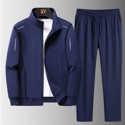 Three-Piece Sports Suit for Middle-Aged and Elderly Men, Spring and Autumn Casual Large Size Sweatshirt, Men's Middle-Aged Men's Plus-Size Suit