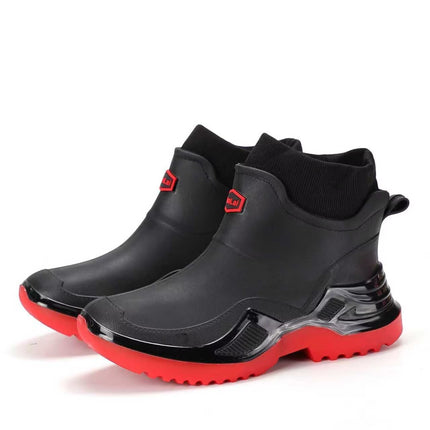 Spring and Autumn Trendy Cool Fashionable Men's Short Rain Boots Sports Men's Waterproof Rubber Shoes Thickened and Widened Non-Slip Men's Foreign Trade Rain Boots