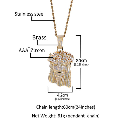 Cross-border Europe and the United States new hip-hop copper inlaid zircon full diamond portrait personality men's pendant manufacturers a generation of hair