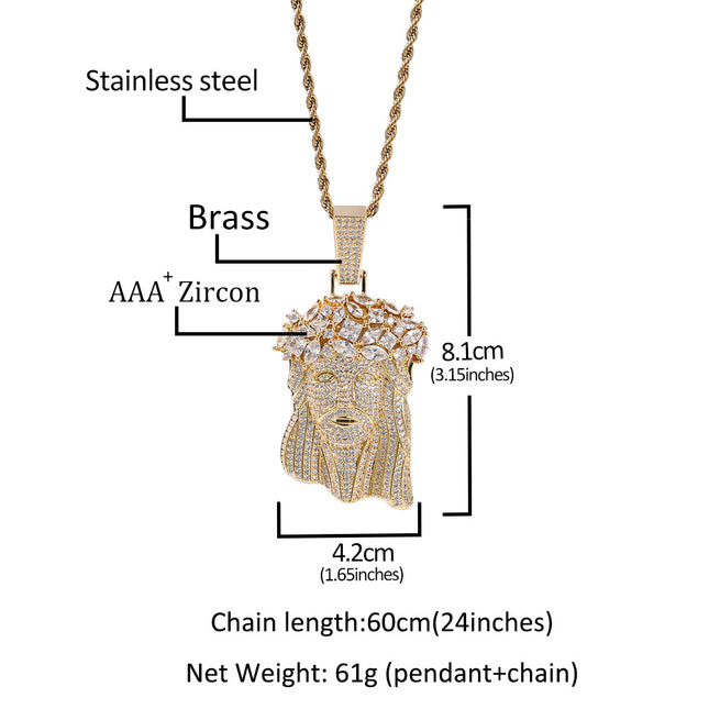 Cross-border Europe and the United States new hip-hop copper inlaid zircon full diamond portrait personality men's pendant manufacturers a generation of hair