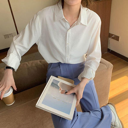 ins Girl Cream Yellow Shirt Light Yellow Top Gentle Elegant Draping Loose Candy Long Sleeve Shirt Jacket