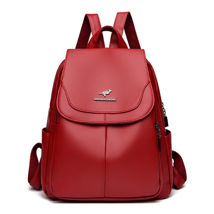 Spring 2025 New Soft Leather Women's Fashionable Backpack high quality Textile All-match Travel Large Capacity Anti-theft Bag