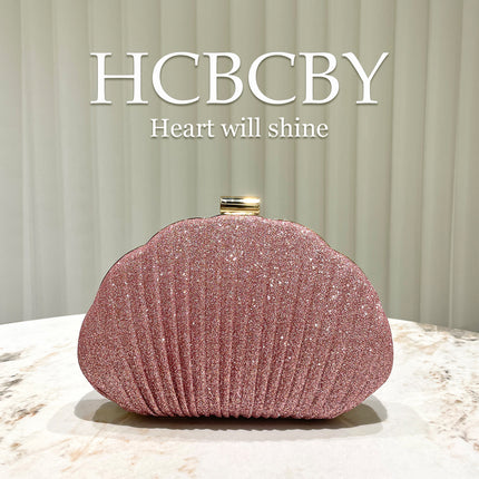 Mint Green Shiny Shell Shape Striped Clutch Bag Women's Fashionable Simple Elegant Box Dinner Bag